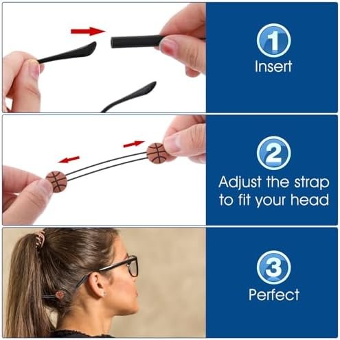 2PCS Adjustable Glasses Strap, No Tail Eyeglass Holder Sports Eyewear Retainer Sunglasses String Holder 35cm/14in