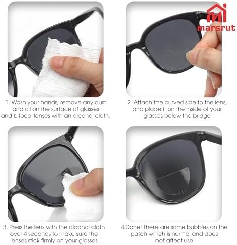 Stick On Reading Lenses Bifocals for Sunglasses, Readers Stickers Reusable Small Magnifying Lens Replacement Patch for Goggles Glasses Convert Into Magnified, No Water or Adhesive Needed, 2.5 Diopters