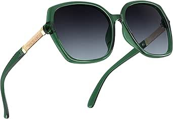 Classic Polarized Sunglasses for Women Trendy Square Ladies Sun Glasses Shades Sparkling Frame UV400 Protection