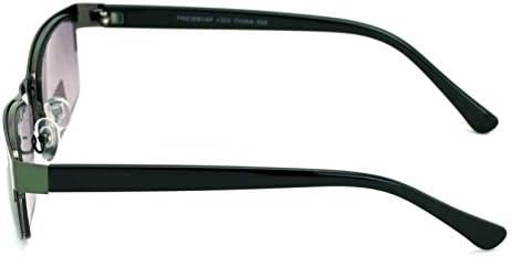 Metal Rectangular Progressive No Line Reading Glasses Tri-Focal Reader Outdoor Sunglasses