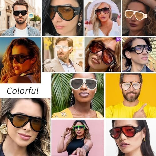Trendy Oversized Aviator Sunglasses for Women Men Square Thick Frame Large Sun Glasses UV400 Protection