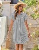 Zeagoo Women's Summer Dress 2025 Cotton Button Down Short Sleeve Tshirt Dresses Casual Flowy V Neck Loose Mini Beach Dress