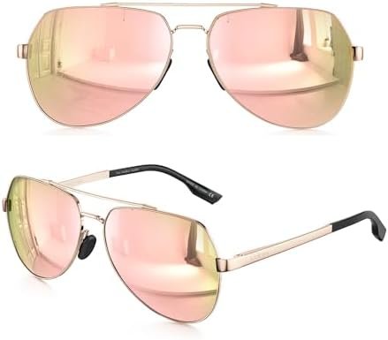 Sunglasses for Men Women Polarized New Shades Large Metal Frame - UV 400 Protection