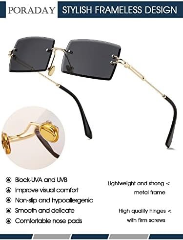 Rectangle Sunglasses for Women Men Vintage Rimless Square Sun Glasses Candy Color