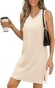V-Neck Summer Casual Beach Dress for Women 2025 Vacation Women's Sleeveless Sundress with Split
