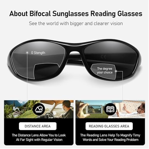 Bifocal Reading Sunglasses Men Women Sports Style Sun Reader Wrap Around Build-In UV Protection Driving glasses LK6092