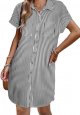 Zeagoo Women's Summer Dress 2025 Cotton Button Down Short Sleeve Tshirt Dresses Casual Flowy V Neck Loose Mini Beach Dress