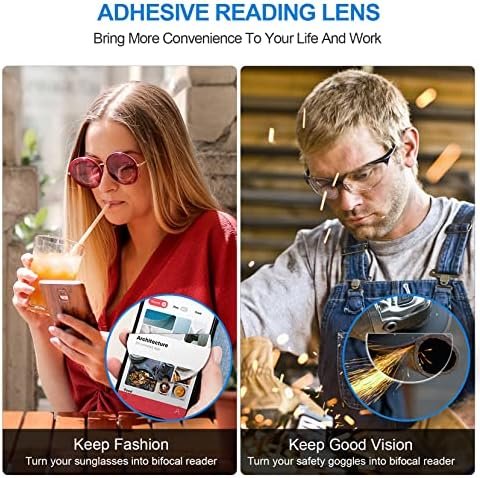 Stick-on Bifocal Lenses, Convert Sunglasses, Goggles, or Glasses into Magnified Readers, Reusable, No Water Needed