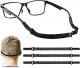 Adjustable Glasses Straps - 3 Pcs No Tail Adjustable Eyewear Retainer Glass Straps for Men, Women, Kids Eyelasses, Sunglasses,Black(10-16 inch)