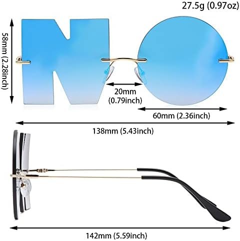 HomeSoGood Letter NO Irregular Rimless Sunglasses, Unique Design Metal Frame party Glasses for women men(F,Purple)