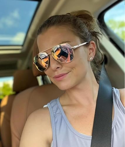 Sunglasses for Men Women Polarized New Shades Large Metal Frame - UV 400 Protection