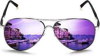 Polarized Aviator Sunglasses for Men Women Metal Flat Top Sunglasses lightweight Driving UV400 Outdoor 58mm