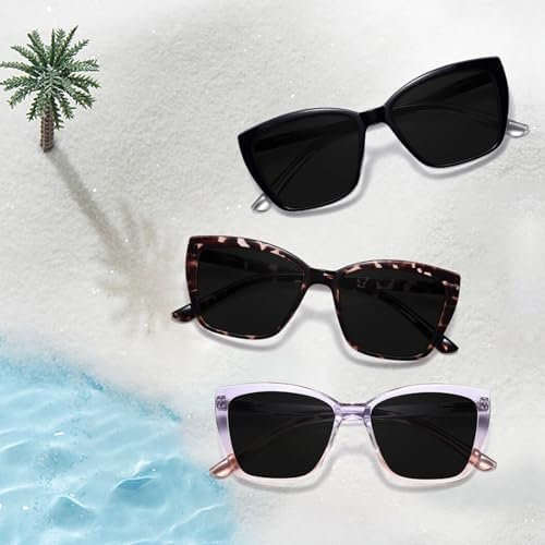 Reading Glasses Women, 3 pack Fashion Oversized Blue Light Readers Women, Spring Hinge Cat Eye Glasses Anti Eyestrain