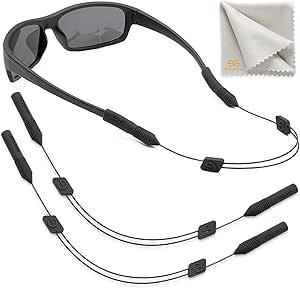 Eye Glasses String Strap Holder - No Tail Sunglass Strap for Men - Adjustable Eyeglass Strap for Women - Wired Eyewear Retainer Lanyard - 2 Cords - 13" M