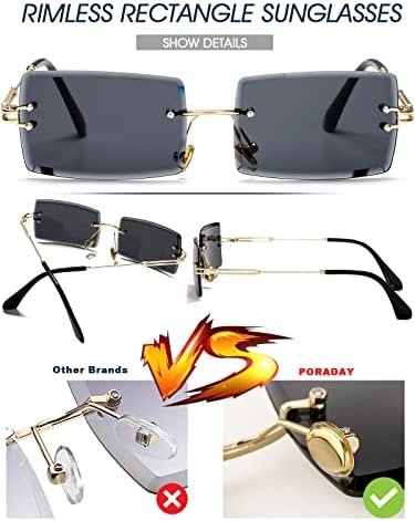 Rectangle Sunglasses for Women Men Vintage Rimless Square Sun Glasses Candy Color