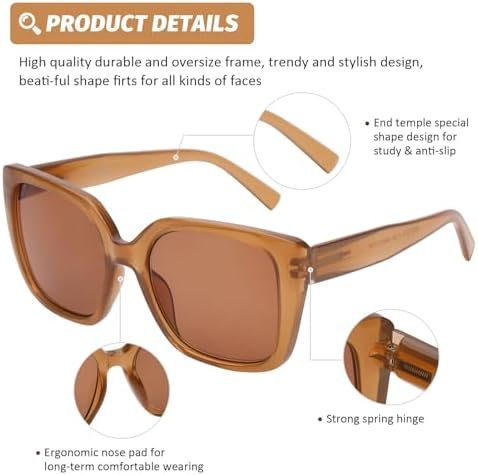 3 Pack Oversized Reading Glasses for Women Blue Light Blocking Square Stylish Computer Readers