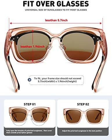 Oversized Fit Over Glasses Sunglasses for Women Men Large Trendy Polarized Sunglasses for Driving UV Protection
