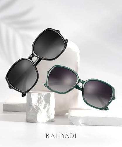 Classic Polarized Sunglasses for Women Trendy Square Ladies Sun Glasses Shades Sparkling Frame UV400 Protection