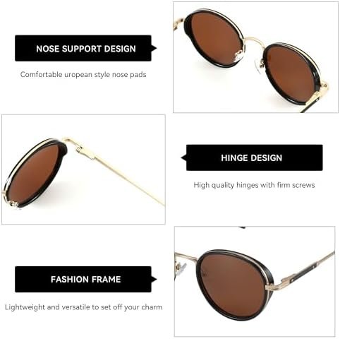 Retro Round Polarized Steampunk Sunglasses for Men Women-Circle Vintage Design Metal Frame UV400 Shades