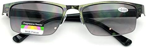 Metal Rectangular Progressive No Line Reading Glasses Tri-Focal Reader Outdoor Sunglasses