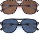 2 Pack Aviator Reading Sunglasses for Women Men Full Lens Sun Readers PC Frame NO Bifocal, Black/Leopard, +1.75
