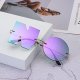 HomeSoGood Letter NO Irregular Rimless Sunglasses, Unique Design Metal Frame party Glasses for women men(F,Purple)