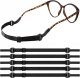 5 Pack Adjustable glasses retaining strap,No-Tail Adjustable Eyewear Retainer Straps, Fits Men's, Women's and Kids' Glasses and Sunglasses, Black, Length 8.2-13.0 inches