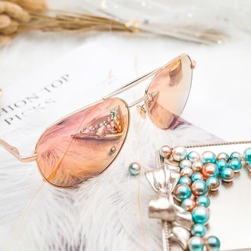 Women's Lightweight Oversized Aviator Sunglasses - Mirrored Polarized Lens