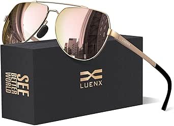 Sunglasses for Men Women Polarized New Shades Large Metal Frame - UV 400 Protection