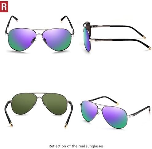 Polarized Aviator Sunglasses for Men Women Metal Flat Top Sunglasses lightweight Driving UV400 Outdoor 58mm