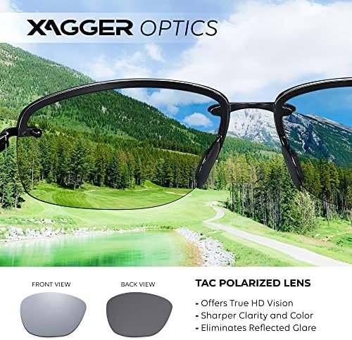 Xagger Polarized Driving Sunglasses for Men Rimless Metal Frame UV400 Protection Sun Glasses