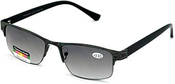 Metal Rectangular Progressive No Line Reading Glasses Tri-Focal Reader Outdoor Sunglasses