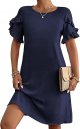 HOTOUCH Womens Summer Dress 2025 Short Sleeve A-Line Mini Dress Casual Crew Neck Shift Dress Beach Sundress with Pockets