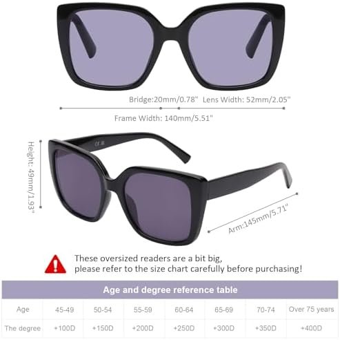 3 Pack Oversized Reading Glasses for Women Blue Light Blocking Square Stylish Computer Readers