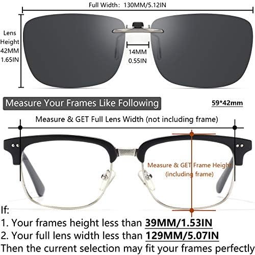 Polarized Clip On Sunglasses Over Prescription Glasses Men Women Compact Fit Non-Flip Up