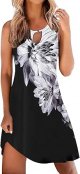 ETCYY NEW Summer Dresses for Women Trendy Boho Floral Print Sundresses Sleeveless Beach Cover Up Dress with Pockets